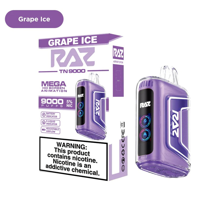 RAZ TN9000 - Disposable Vape (5% - 9000 Puffs) - Box of 5 - MK Distro