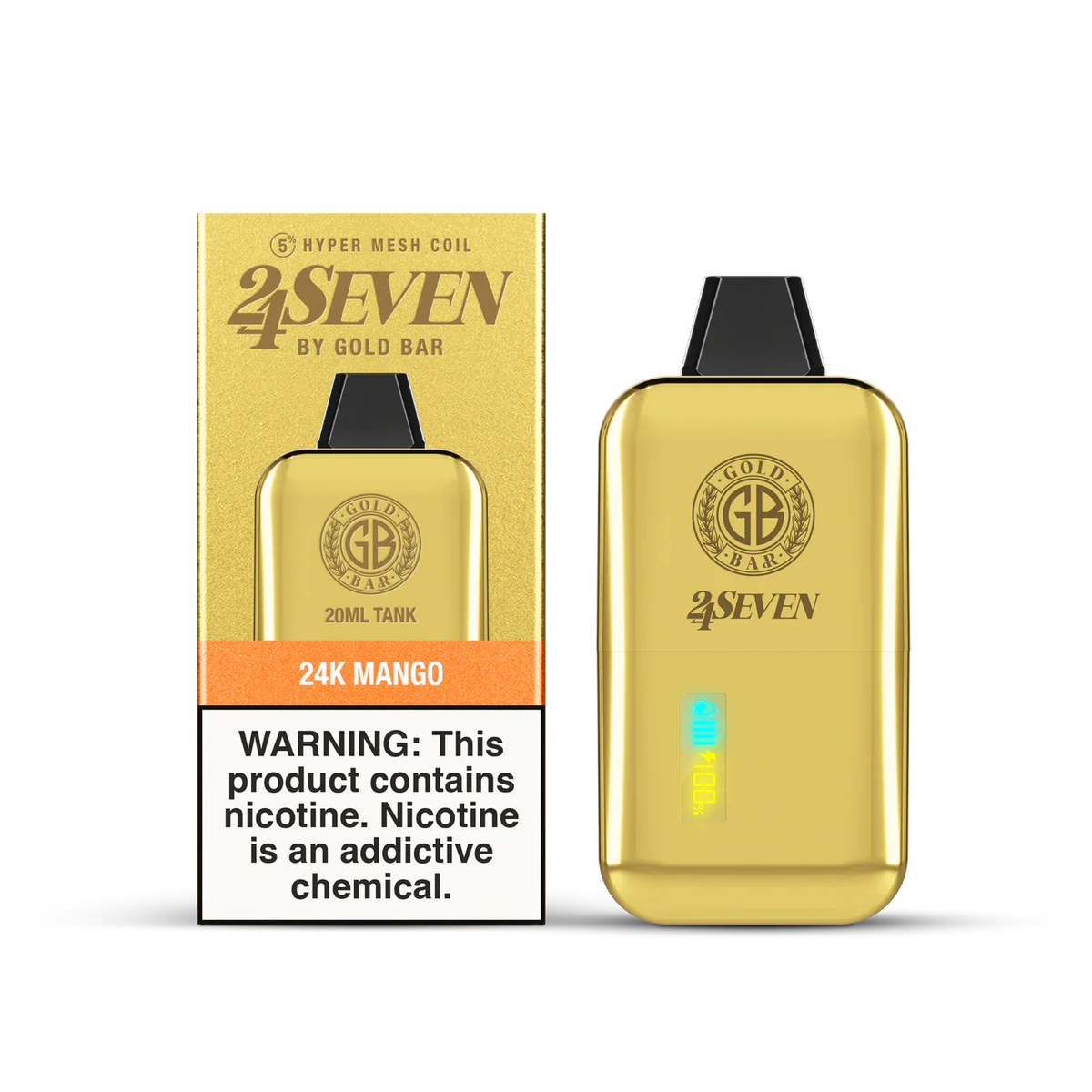 Gold Bar 24 Seven - Disposable Vape (5% - 24,000 Puffs) - Single - MK Distro