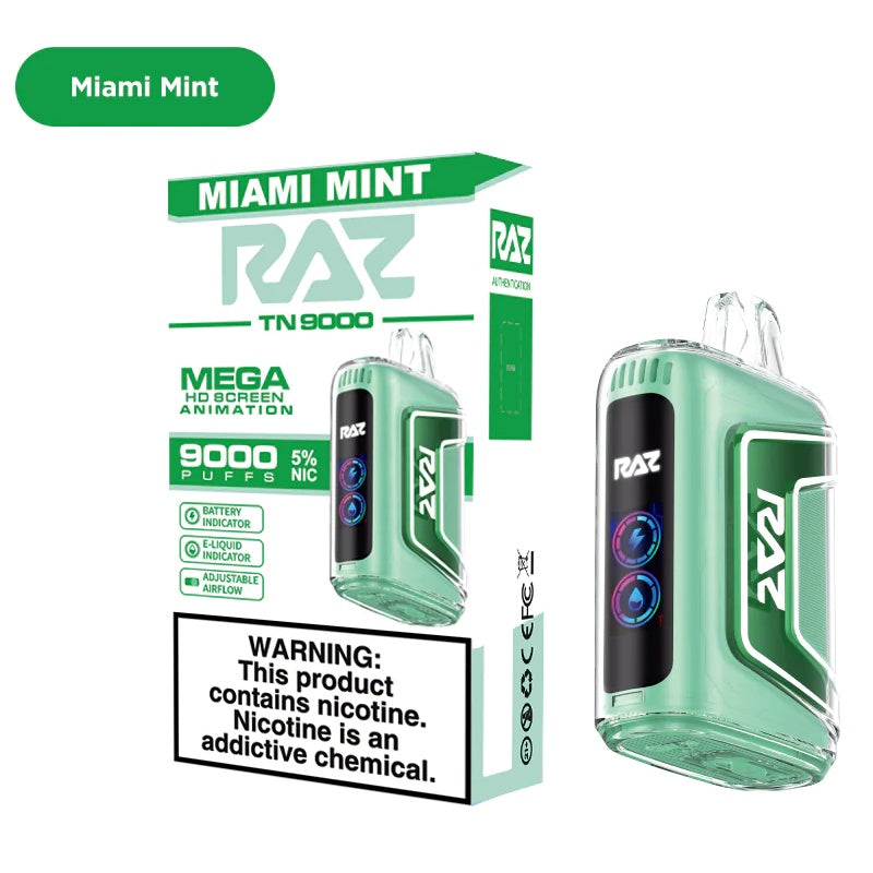 RAZ TN9000 - Disposable Vape (5% - 9000 Puffs) - Box of 5 - MK Distro