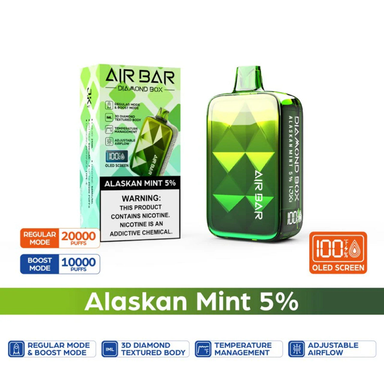 Air Bar - Diamond Disposable Vape (5% - 20,000 Puffs) - Box of 10 - MK Distro