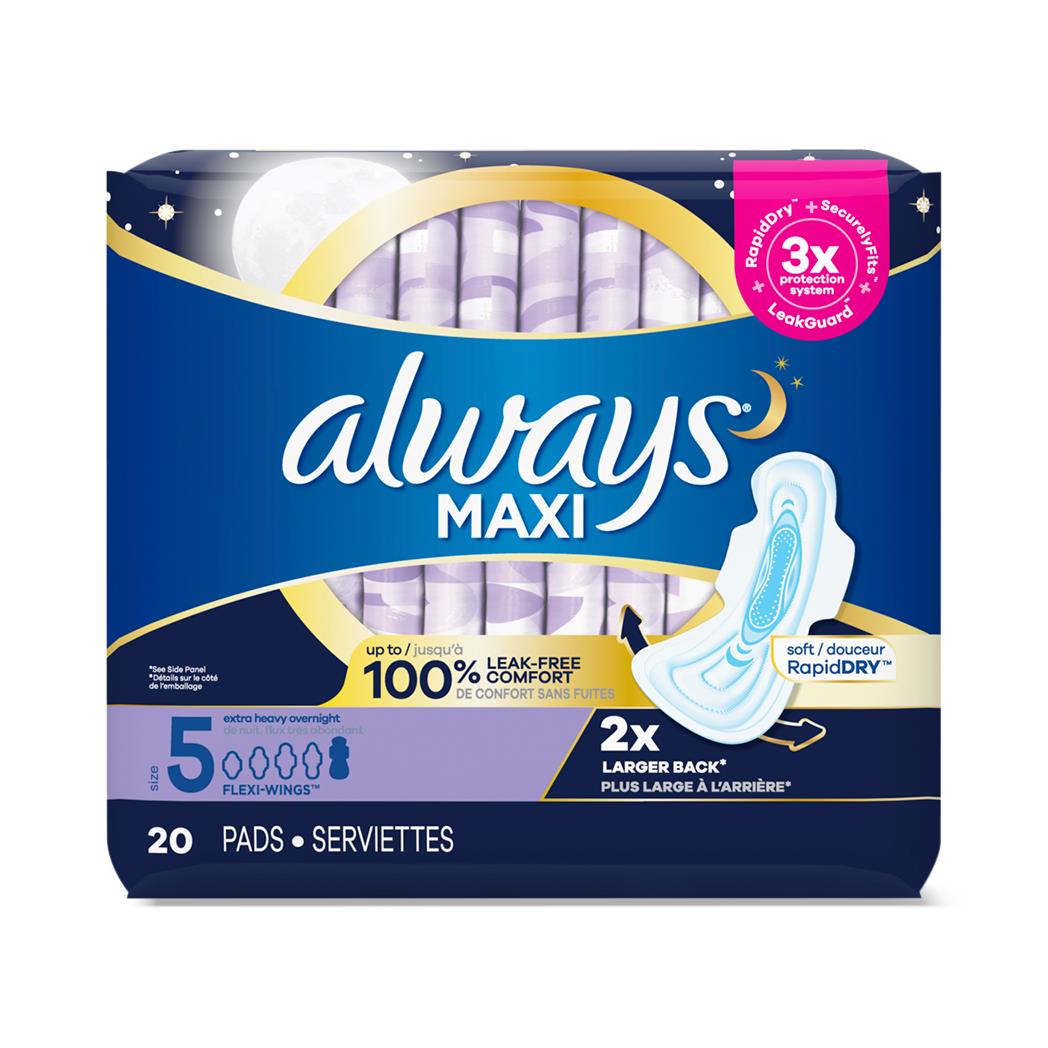 Always - Maxi Overnight with Wings Size 5 (Pack of 20)