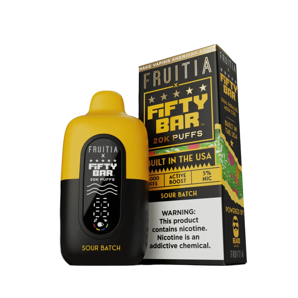 Fruitia x Fifty Bar - Disposable Vape (5% - 20,000 Puffs) - Box of 5 - MK Distro