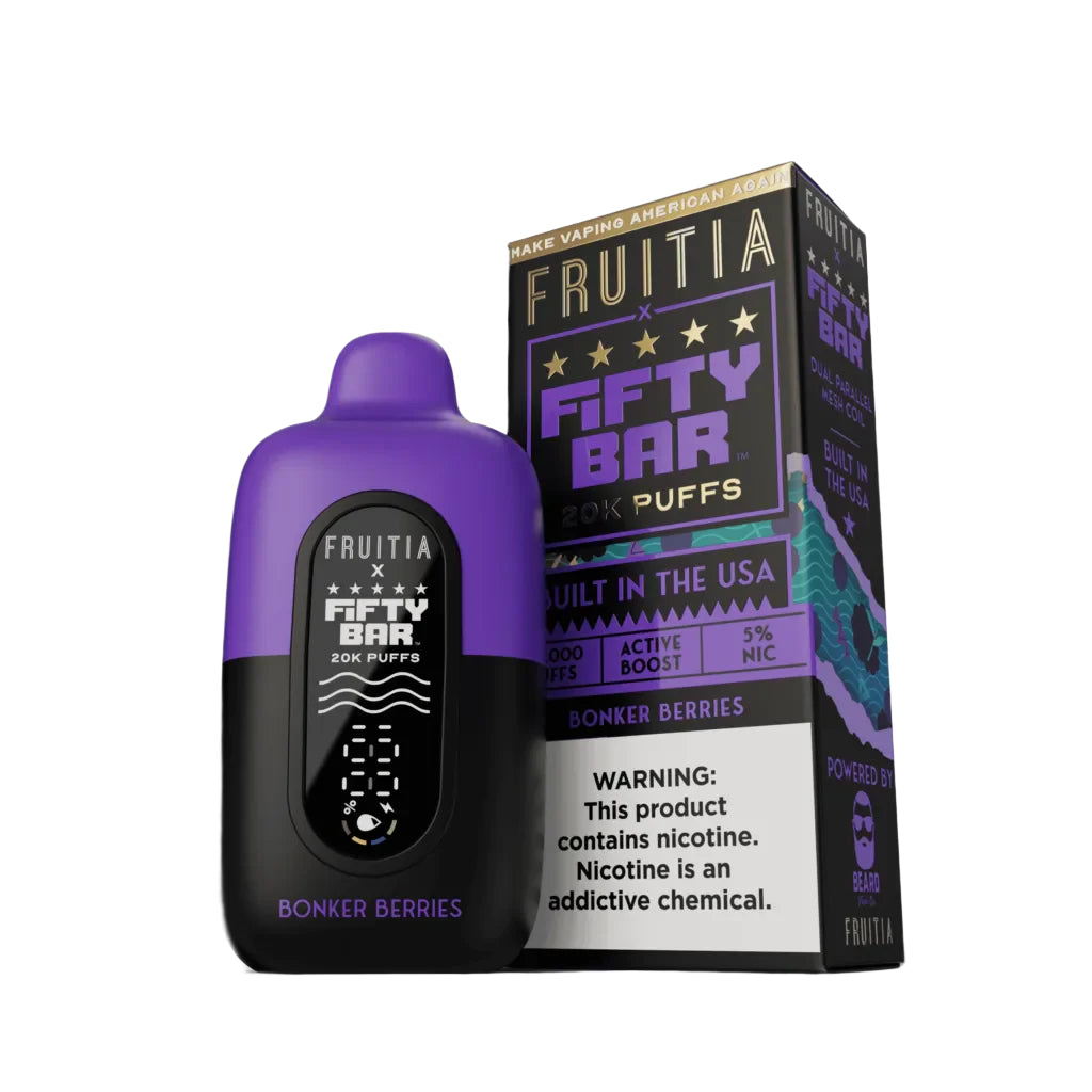 Fruitia x Fifty Bar - Disposable Vape (5% - 20,000 Puffs) - Box of 5 - MK Distro