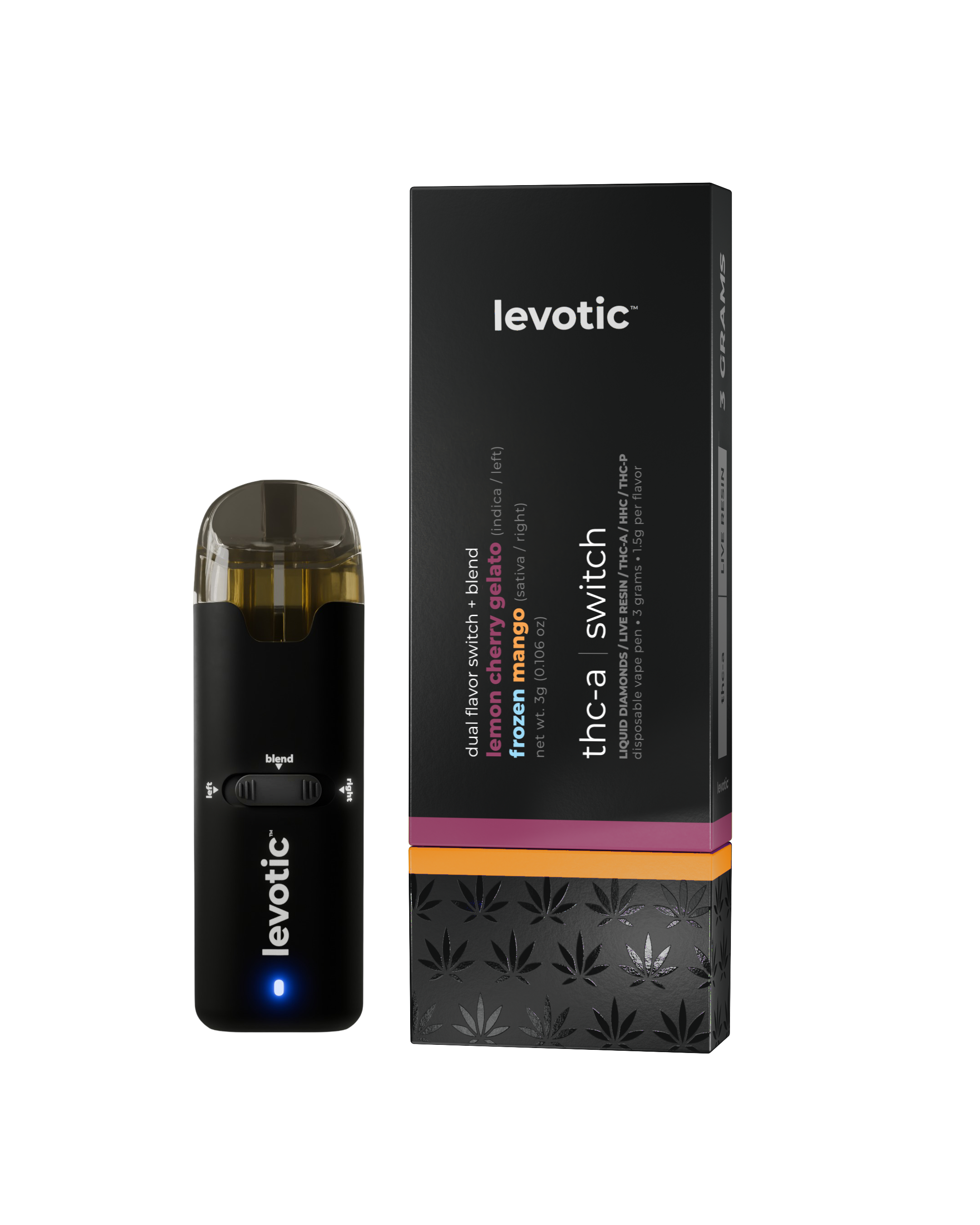 Levotic - THCa Switch(LiquidDiamonds+Live Resin+THC-A+HHC+THC-P)- Premium Blend Delta Disposables (3g) - MK Distro