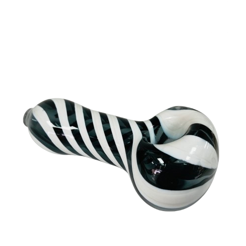 4" Hand Pipe - White Stripes Design (SX348) - MK Distro