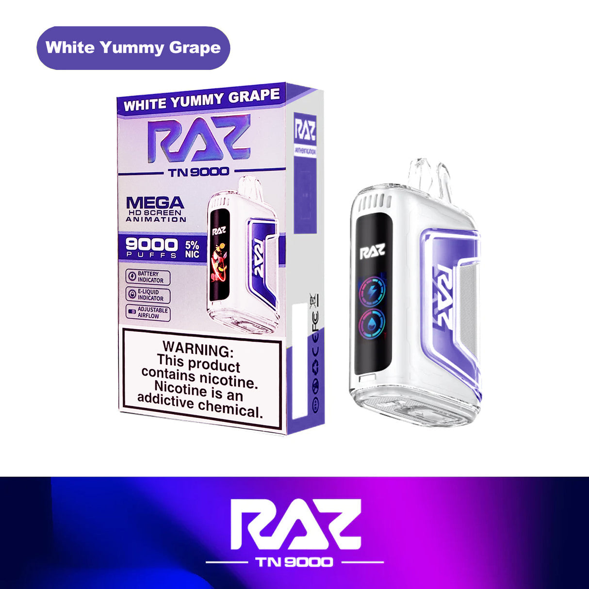 RAZ TN9000 - Disposable Vape (5% - 9000 Puffs) - Box of 5 - MK Distro