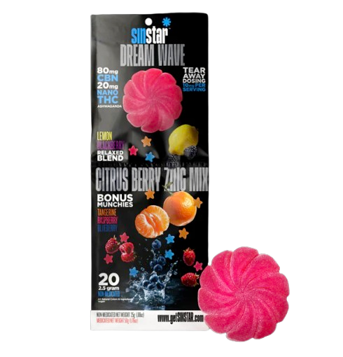 Sinstar - Dream Wave (80mg CBN+20mg Nano THC+Ashwagandha) Delta Gummies - (100mg) - MK Distro