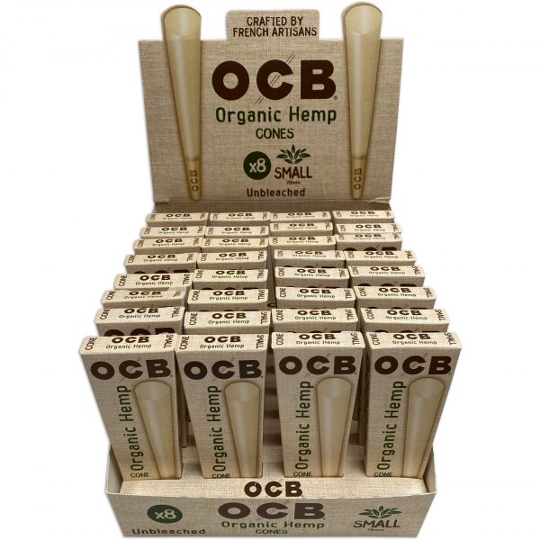 OCB - Small (78mm) Unbleached Organic Cones (32 x 8 Cones) - MK Distro