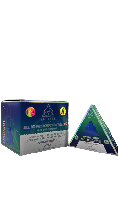Trinity - All in 1 KnockOut Blend (D8 + D10 + D11 + HHC + THC-P + THC-H + THC-JD + THCA SAUCE) - Hemp Disposables (6g x 5) - MK Distro