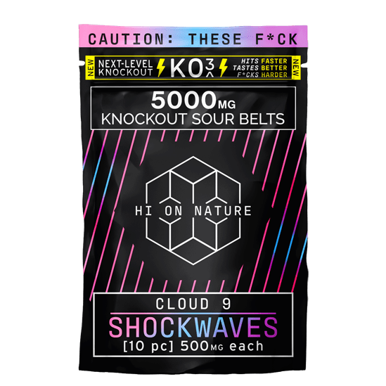 Hi On Nature (HON) - KO3 Knockout Shockwaves Sour Belts - Gummies & Edibles (5000mg) - MK Distro