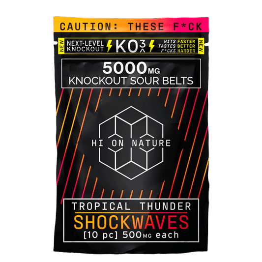 Hi On Nature (HON) - KO3 Knockout Shockwaves Sour Belts - Gummies & Edibles (5000mg) - MK Distro