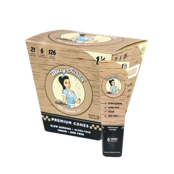 Blazy Susan - 1 1/4 Size Pre-Rolls Cones (21 x 6 Cones) - MK Distro
