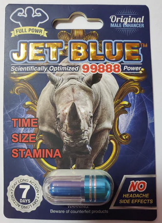 Rhino Jet - Blue Pack (99888) - Performance Enhancement Pills (700mg) - Box of 24 - MK Distro