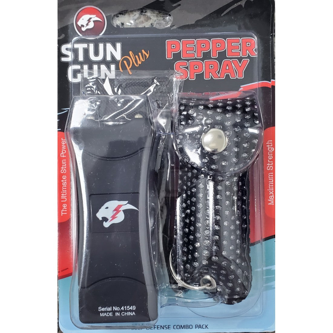 Cheetah Stun Gun (CH-10BK) & Pepper Spray (CH-31BB) COMBO Blister Pack (120/1/24*14*18/44) - MK Distro