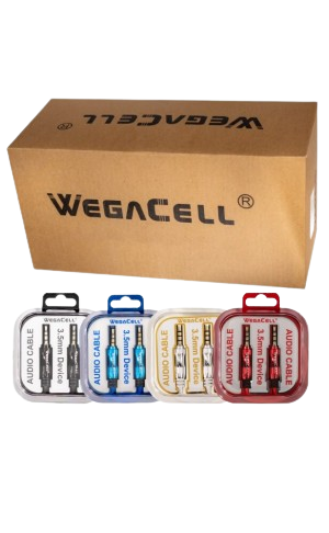 WegaCell  Aux Cable  (WL-3FT08-AX)  3.5 mm- Cell Phone Accessories (Box of 24) - MK Distro