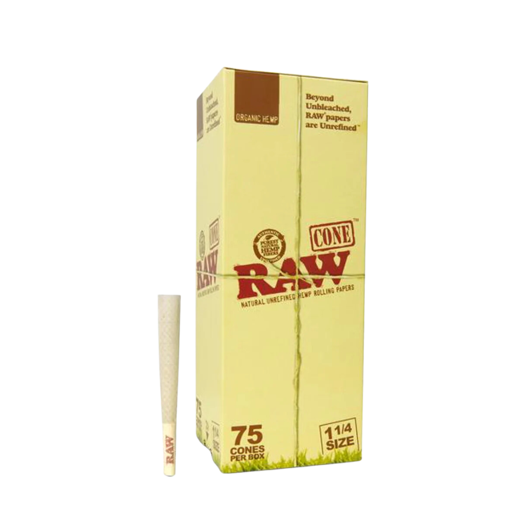 Raw - Organic Cones - 1 1/4 Size - (Box of 75)