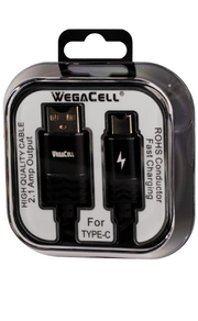 WegaCell  Type-C Cable  (WL-3CBL11-TYC)  2.1 Amp- Cell Phone Accessories (Box of 24) - MK Distro