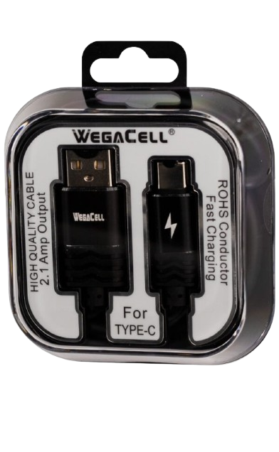 WegaCell  Type-C Cable  (WL-3CBL11-TYC)  2.1 Amp- Cell Phone Accessories (Box of 24) - MK Distro