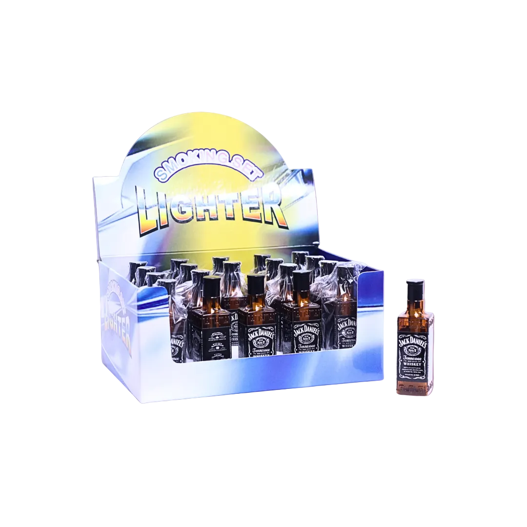 Whiskey Bottle Design - Refillable Lighters (Display of 20) - MK Distro