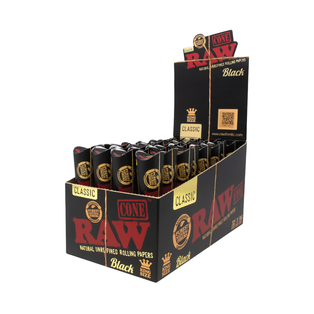Raw - Classic Black King Size Scoop Pack - Cones (30 x 3 Cones) - MK Distro