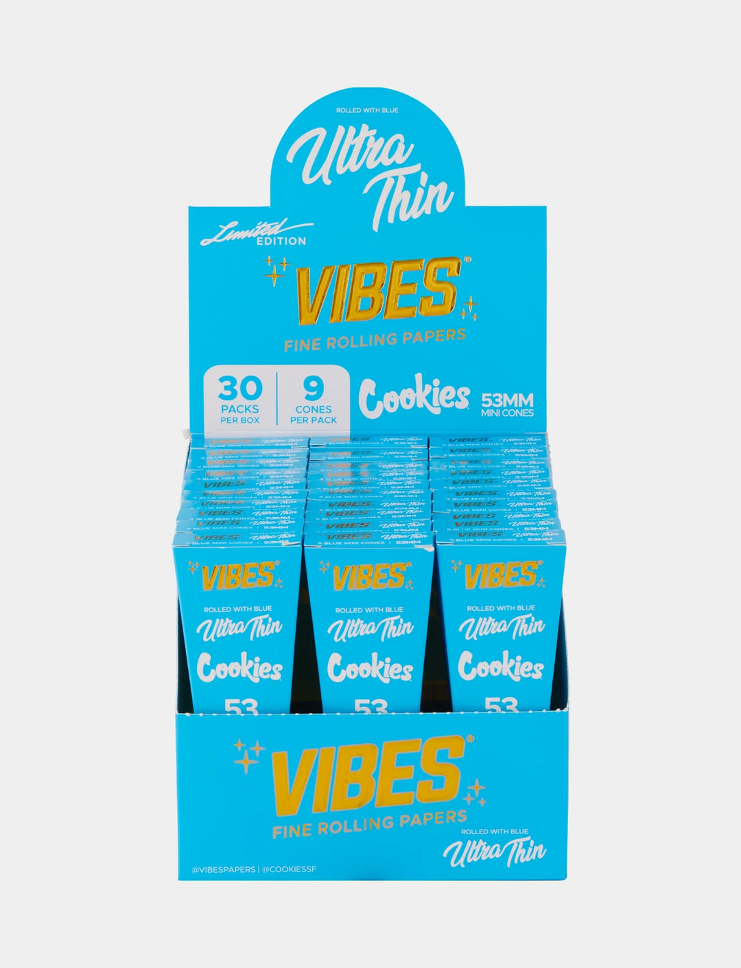 Vibes x Cookies  - Ultra Thin 53mm Mini  - Cones (30 Packs x 9 Cones) - MK Distro