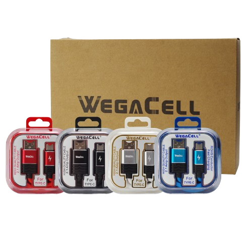 WegaCell  Type-C Cable  (WL-3CBL11-TYC)  2.1 Amp- Cell Phone Accessories (Box of 24) - MK Distro