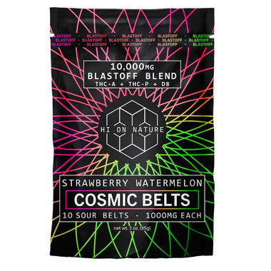 Hi On Nature (HON) -  Blastoff Blend Sour Belts (THC-A + THC-P + D8) - Delta Gummies (1000mg x 10 Gummies) - MK Distro