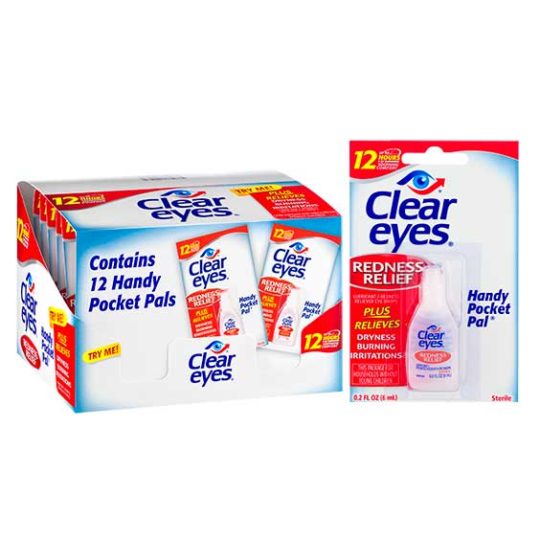 Clear Eyes - Pocket Pack Display - Eye Drops (Box of 12) - MK Distro