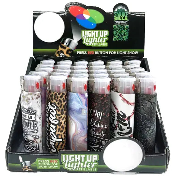 Smoke Zilla Light Up Lighter - Refillable Lighters (Display of 30)