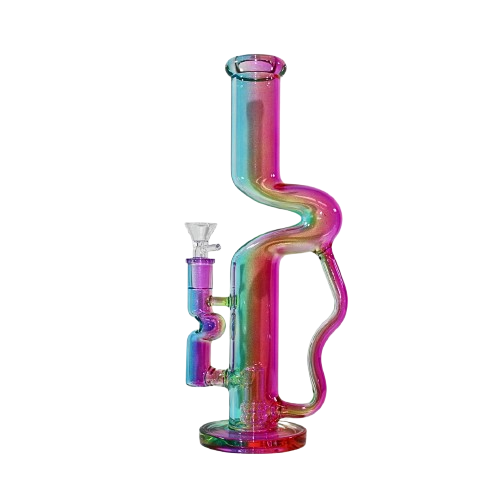 12" WaterPipe - Curved Rainbow Design (WP1017P) - MK Distro