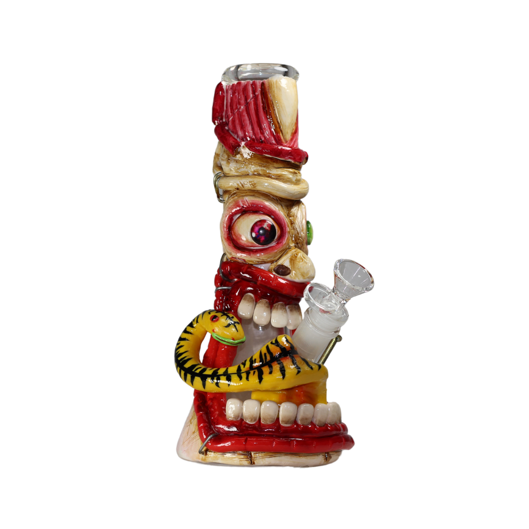 10" Hand Painted Tribal With Snake (MWSH21) - Water Pipes - MK Distro