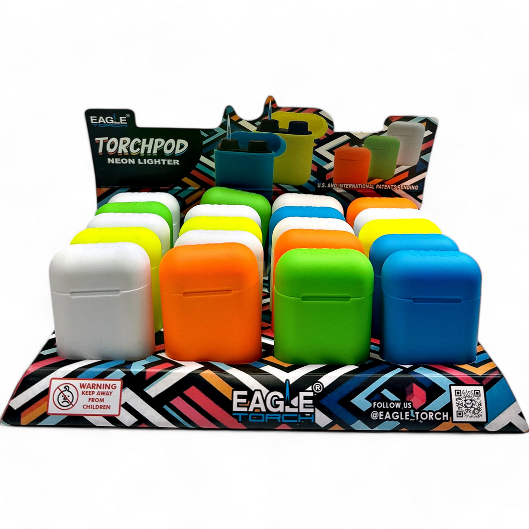 Eagle Torch Pod Neon Lighters (PT191PN) Refillable Lighters - Box of 20