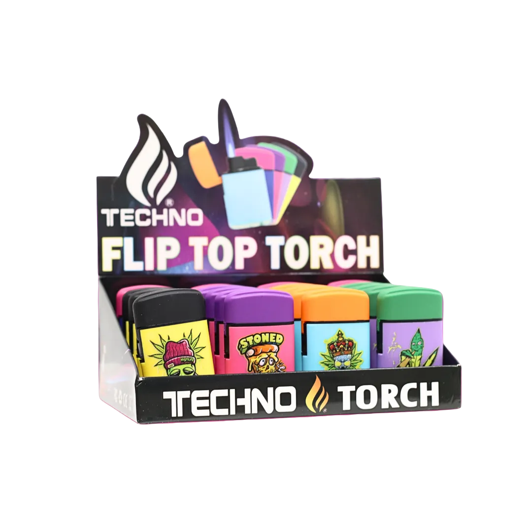 Techno Torch Marijuana Design (00136) - Torch Lighters (Display of 20)