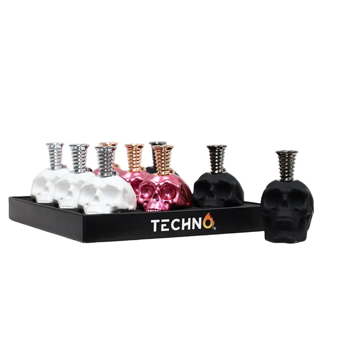 Techno Torch Skull Design (1017A/B/C) - Torch Lighters (Display of 9)