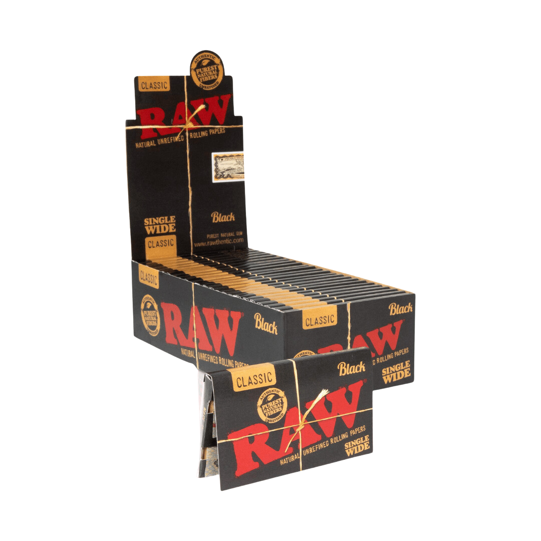 Raw - Black Papers - Single Wide Size - (Box of 25 x Pack of 100)