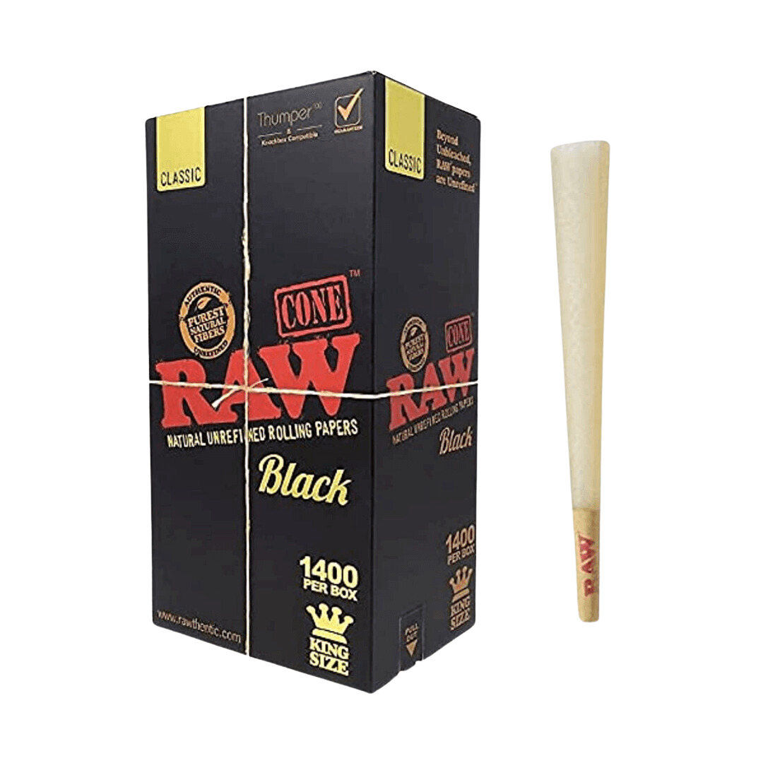 Raw - Black Cones - King Size - (Box of 1400) - MK Distro