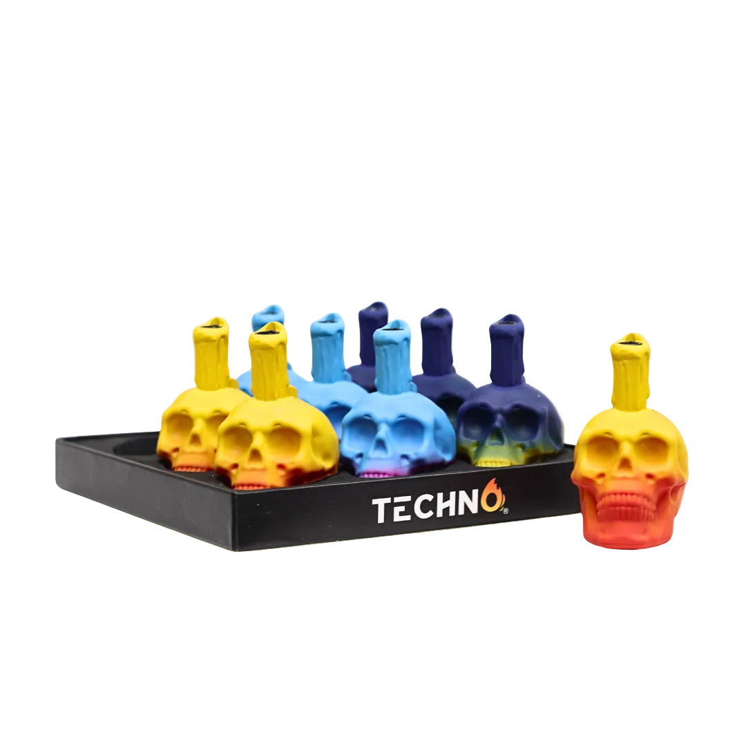 Techno Torch Skull Design (1017A/B/C) - Torch Lighters (Display of 9)