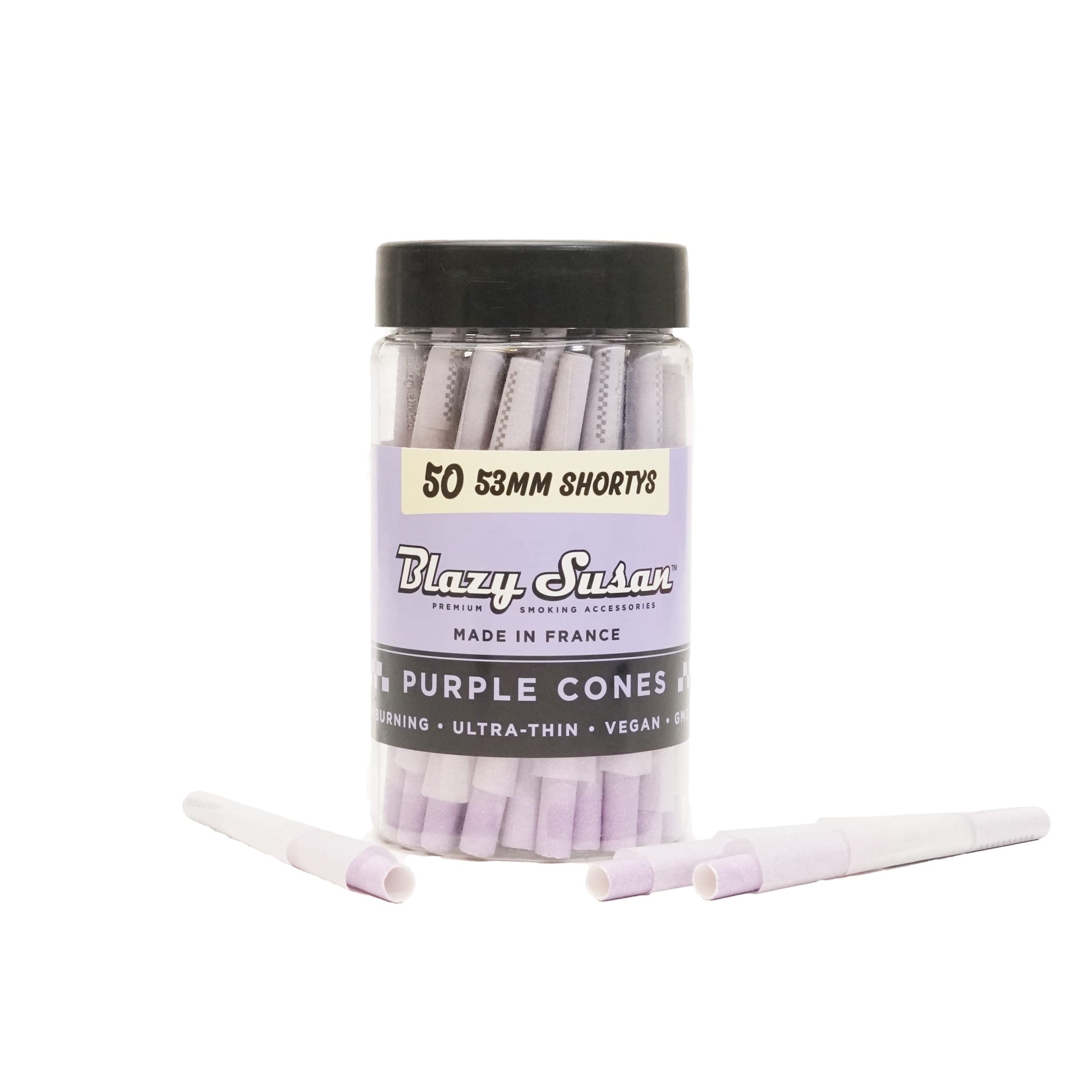 Blazy Susan - 53mm Shortys Pre-Rolls Cones (Jar of 50) - MK Distro