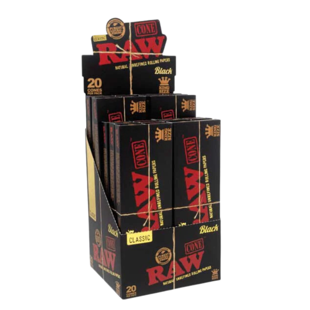Raw - Classic Black King Size - Cones (12 x 20 Cones) - MK Distro