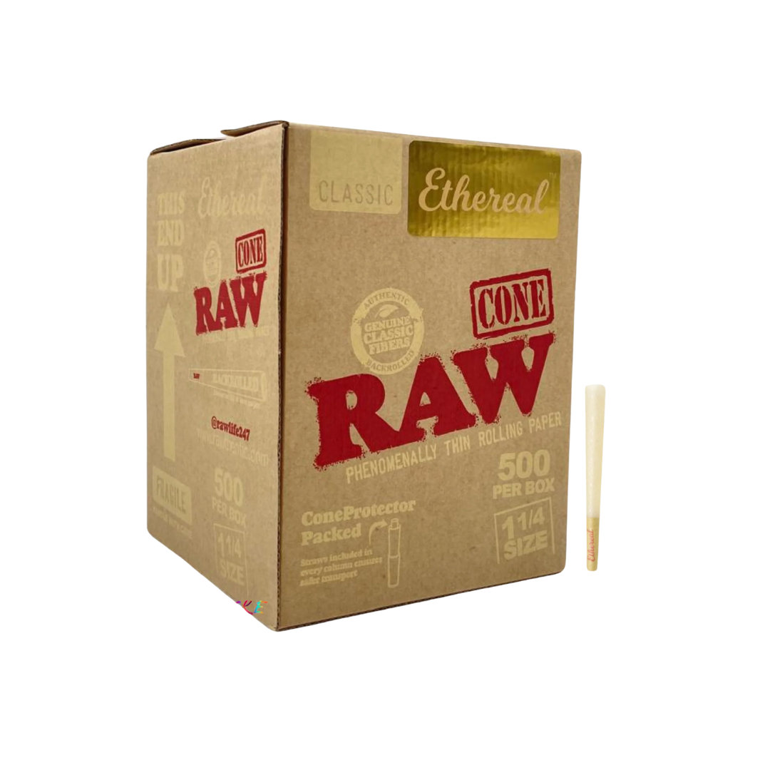 Raw - Classic Ethereal 1 1/4 Size - Cones (Pack of 500)