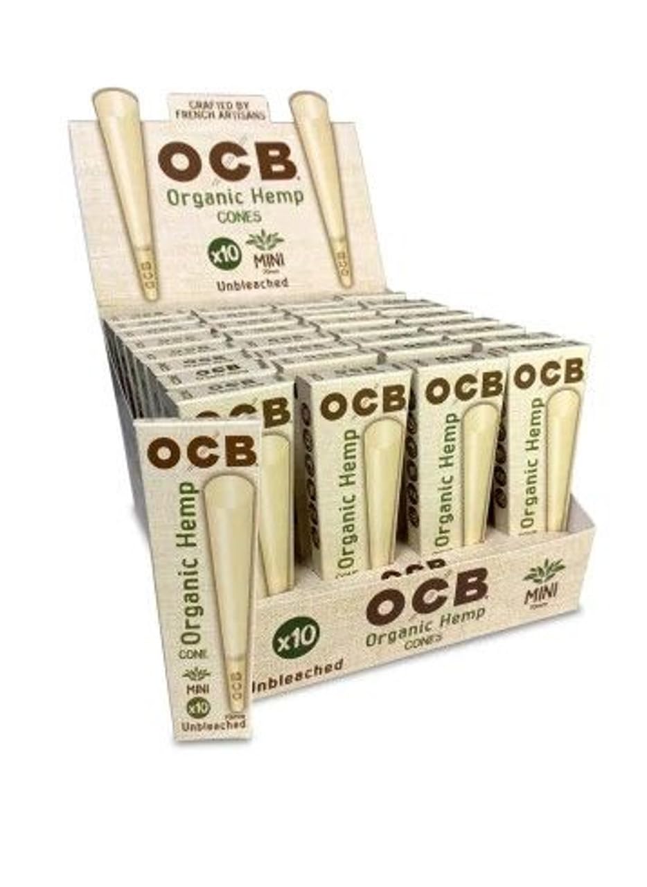 OCB - Mini (70mm) Unbleached Organic Cones (32 x 10 Cones) - MK Distro