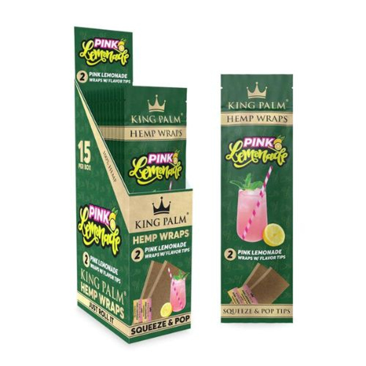 King Palm - 1.5gm Slim Hemp Wraps with Tips - Blunt/Hemp Wraps(15 Pack x 2 Wraps) - MK Distro