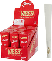 Vibes - Hemp 1 1/4 Size - Cones (30 Packs x 6 Cones) - MK Distro