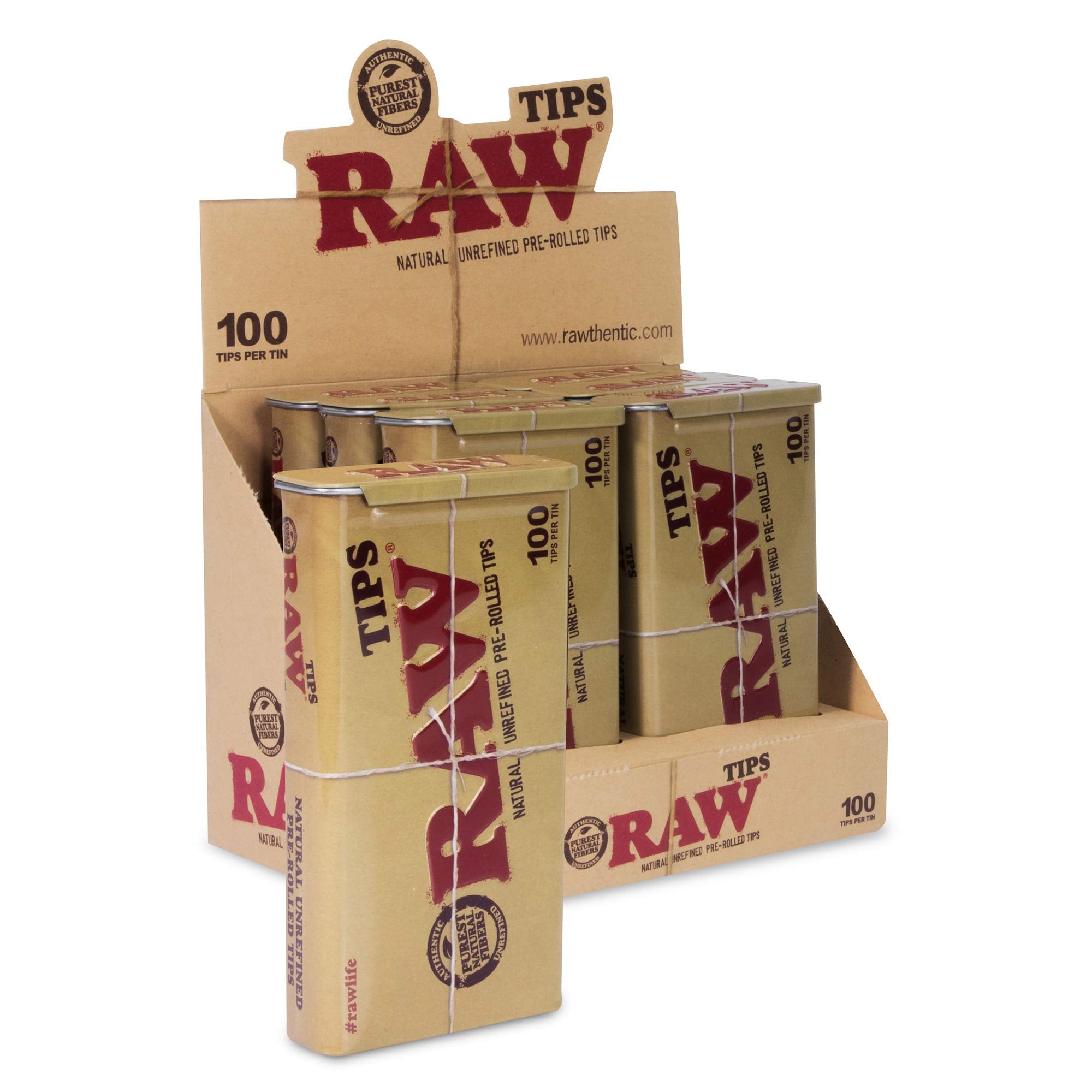 Raw  - Classic Pre-Rolled Tips - Filters, Tips & Tubes (6 Tins x 100 tips)