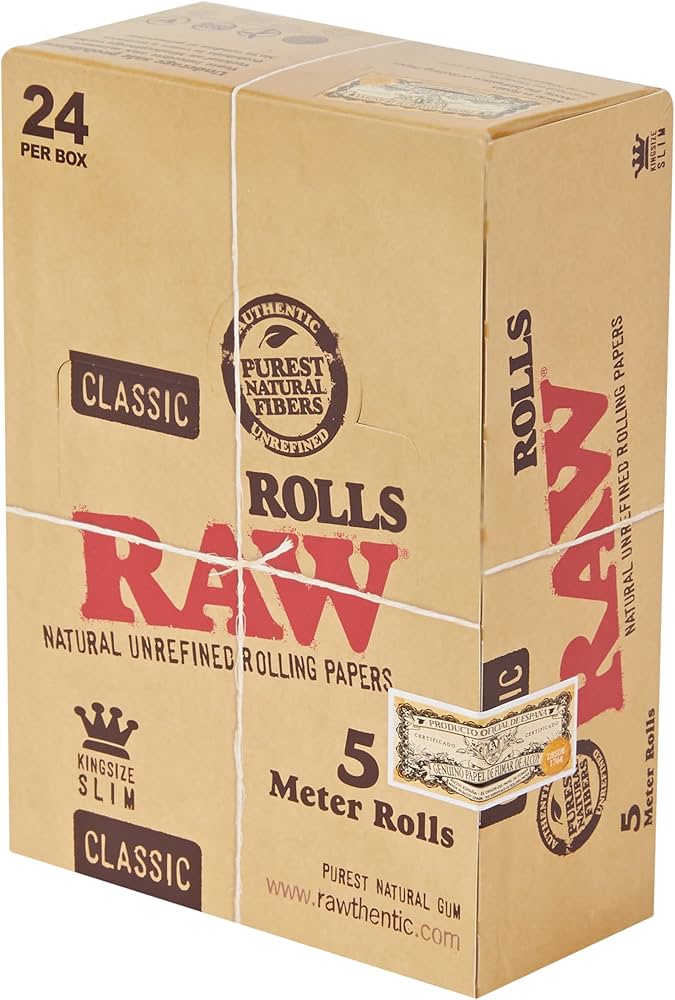Raw - Classic Papers - King Size (Slim) - 5 Meter Rolls - (Box of 24)