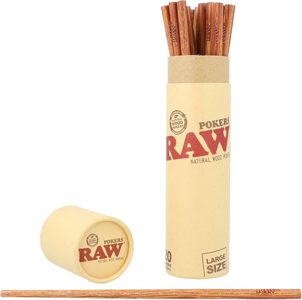Raw - Classic Natural Wood  Large Poker Sticks - (20 Pack)