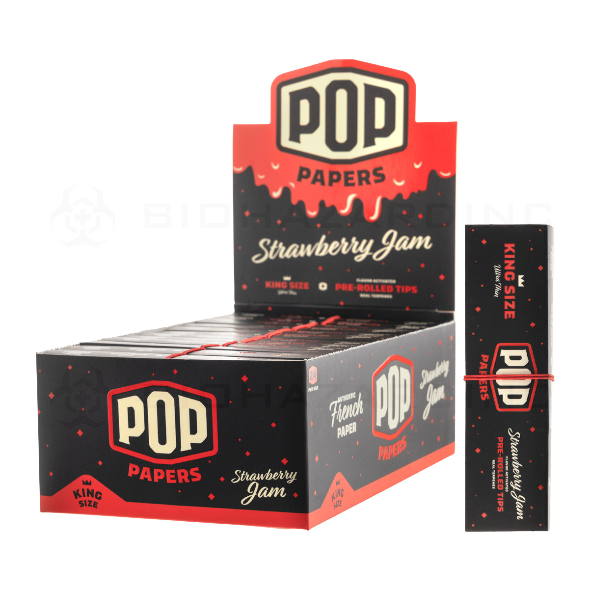 POP Papers - King Size Ultra Thin Papers W/Pre-Rolled Tips (24 Packs x 32 Papers,12 Tips) - MK Distro