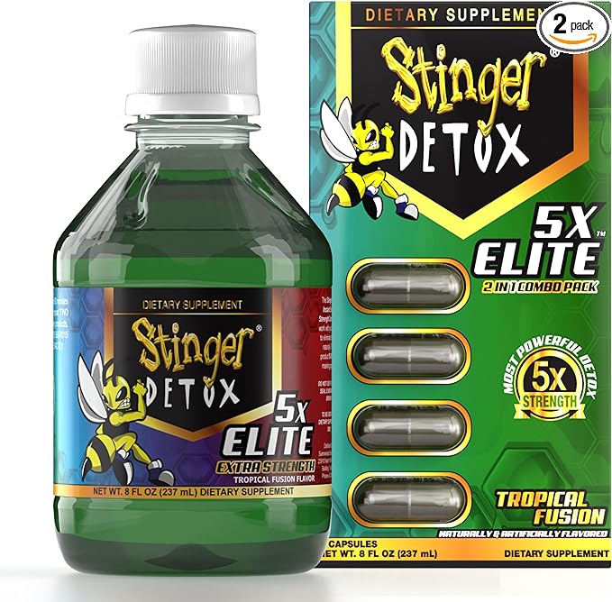 Stinger Detox - 5x Elite Combo Pack w/4 Caps - Detox (8oz, 237ml) - MK Distro