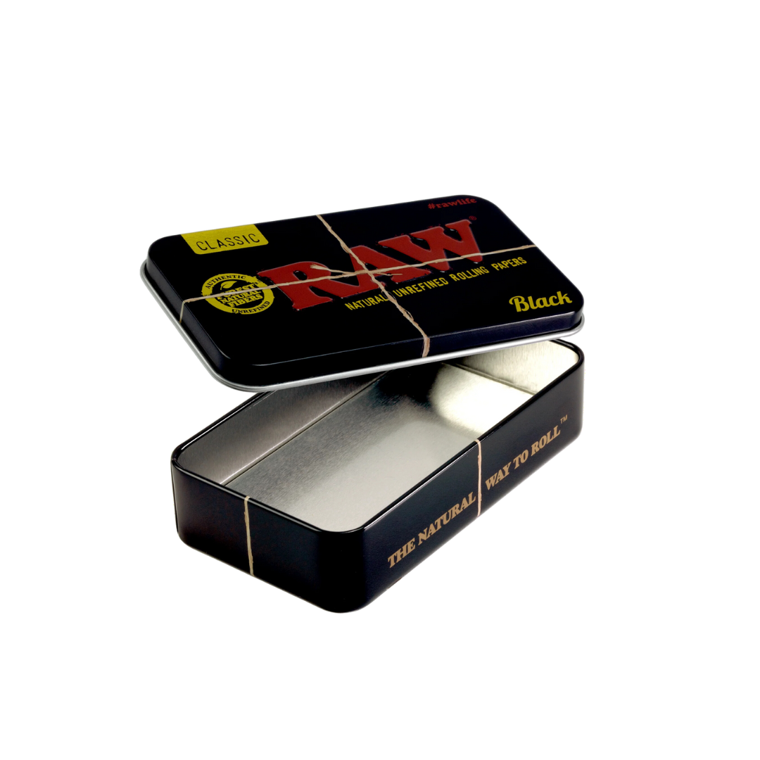 Raw - Black Rectangular Metal Pop Top Storage Tin