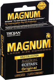 Trojan Condom - Magnum Gold Collection (Bare Skin, Ecstasy, Original)  - Pack of 6 - MK Distro